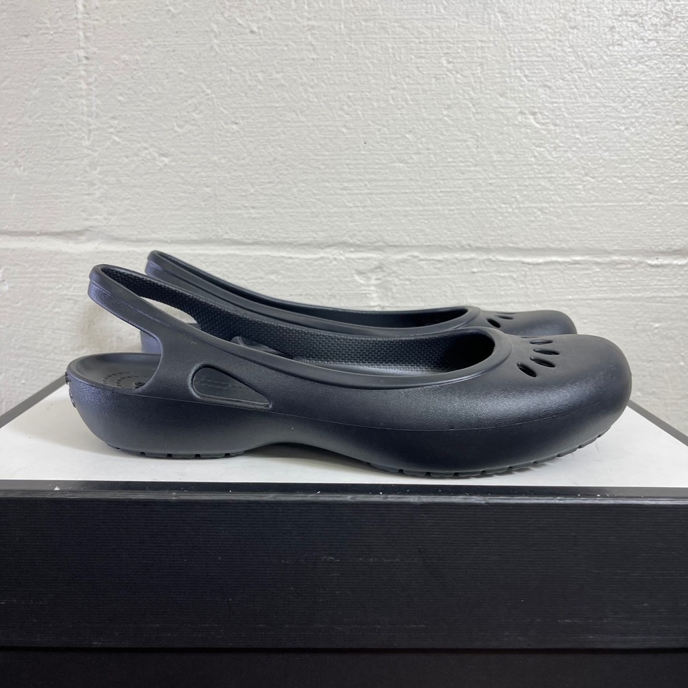 Crocs Kadee Iconic Comfort Ballet Flats Slingback Slip On Black Women's 9 US